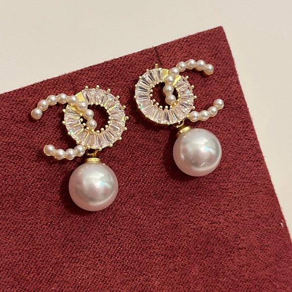 BOGO Pearl & CZ Designer Earrings - Picture 4 of 5